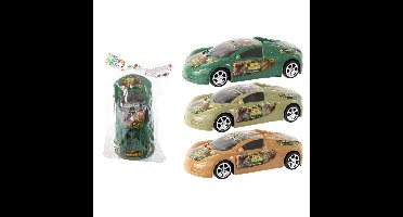 Auto frictie dino 19cm 3 assorti kleuren