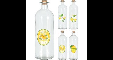 Fles glas met dop kurk 1L