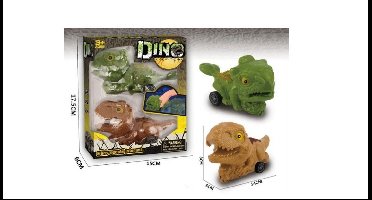 Dino auto frictie set a 2 stuks 13cm