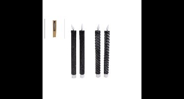 Kaars LED zwart 25cm set a 2 stuks