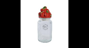 Voorraadpot Aardbei 26,5cm glas/aardewer