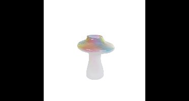 Beeld/Vaas Paddenstoel Rainbow glas H12cm