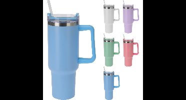 Isoleerbeker RVS met rietje 1200ml