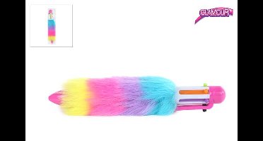 Glamour pluizige multi color balpen