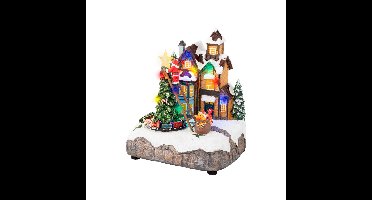 Kerstscene everlands kunstkerstboom LED 16x19x22cm