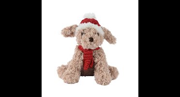 Kerstknuffel hond pluche 15x10x20cm