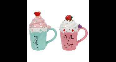 Mok slagroom met deksel en tekst 430ml