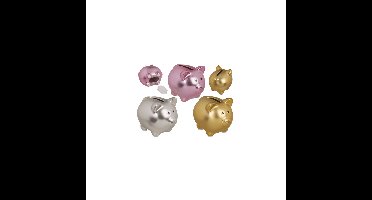 Spaarpot varken glimmend 8x6,5cm