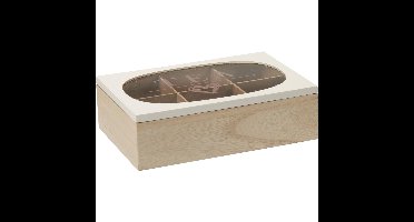 Theedoos 24x16cm hout/glas
