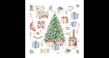 Duni Servetten Tree and Gift 33x33cm