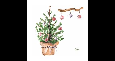 Duni Servetten Tree and Baubles 24x24cm