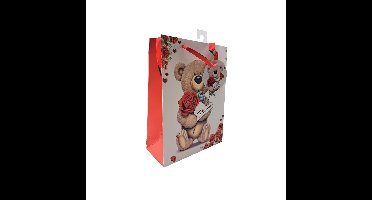 Cadeautasje teddybeer bloem 24x18x8 cm