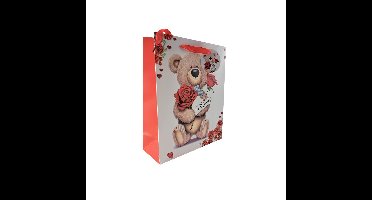 Cadeautasjes bloem beer 32x26x10 cm