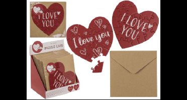 Puzzel kaart hart 20 stukjes met envelop