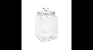 Voorraadpot glas vierkant met deksel 3L