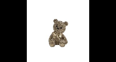 Sculptuur Teddybeer goud glitter 13cm