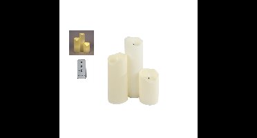 Kaarsenset LED 3-dlg creme kunststof XL