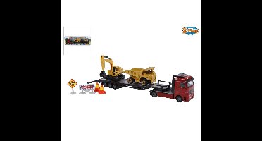 Dieplader met 2 constructievoertuigen