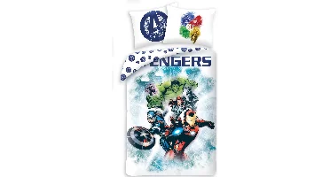 Marvel Avengers Dekbedovertrek Team wit/lichtblauw 140 x 200 cm