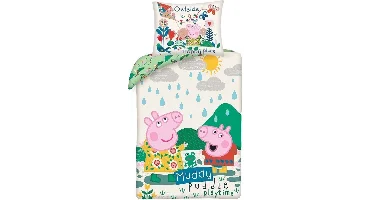 Peppa Pig Dekbedovertrek Muddy 140 x 200 cm katoen