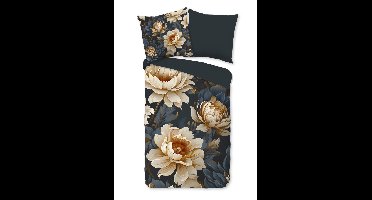 Pure Dekbedovertrek "bloemen" - Antraciet - (135x200 cm) - Microfiber
