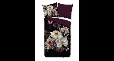 Pure Dekbedovertrek "bloemen" - Bordeaux - (135x200 cm) - Microfiber