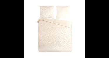 Pure Dekbedovertrek "luxe zizag biezen/ borduursels" - Wit - (200x200/220 cm) - Microfiber