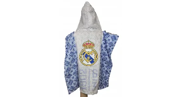 Real Madrid Poncho lichtblauw - 60 x 120 cm - Katoen