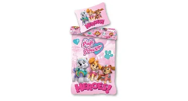Paw Patrol Pup Power peuterdekbedovertrek - roze - 100 x 135 cm