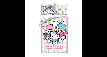 Hello Kitty Dekbedovertrek 140x200 cm - 70x90 cm - roze -Polyester