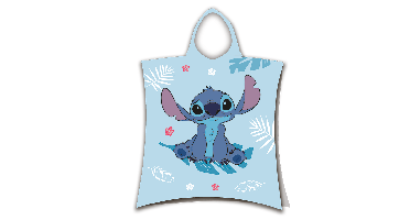 Stitch poncho 50 x 115 cm blauw