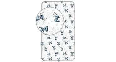 Stitch hoeslaken Ohana wit -Eenpersoons - 90 x 200 cm - Katoen