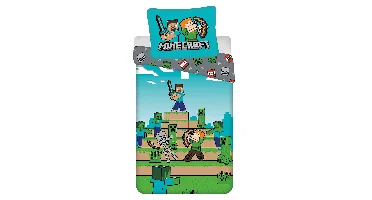 Minecraft Dekbedovertrek groen - 140 x 200 cm - Katoen