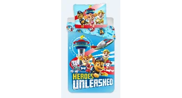 Paw Patrol dekbedovertrek happy blauw 140 x 200 cm - 70 x 90 cm - Katoen