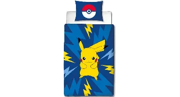 Pokémon Dekbedovertrek Pikachu 140 x 200 cm (donkerblauw)