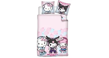 Hello Kitty Dekbedovertrek Kuromi 140 X 200 cm - 65 x 65 cm - polykatoen