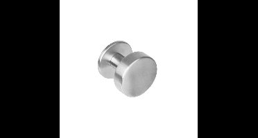 Knop rond plat op rozet rvs geborst.