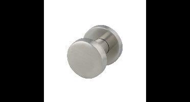 Vlakke knop 50mm vast op rozet 54mm, rvs