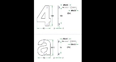 Huiscijfer 4 rvs mat 120 mm