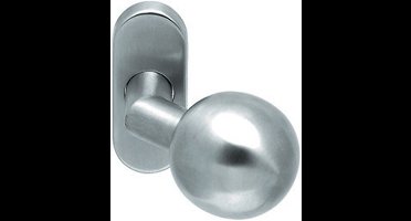 Knop bol gekropt ovaal rozet rvs mat excl. stift