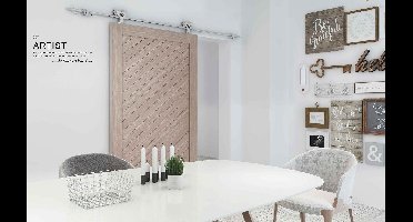 Schuifdeurset 'Bink' rvs 2 mtr. met softclose