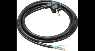Aansluitsnoer 3x0.75mm2 stekker haaks zwart (2mtr)