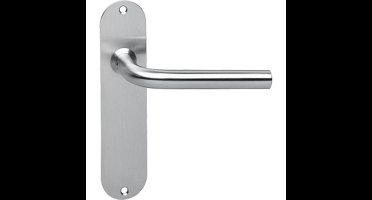 Deurkruk recht ø16mm slank op schild plat ovaal WC72/8mm RVS