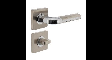 Deurkruk 1718 Amber op vierkante rozet 7mm nokken met WC6mm chroom/nikkel mat