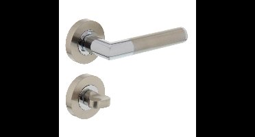 Deurkruk Bastian op rond rozet +WC 7mm chroom/nikkel mat
