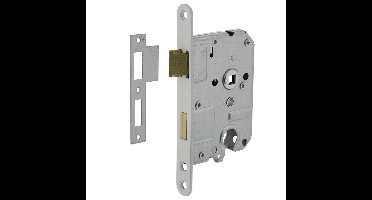 Woningbouw cilinder dag- en nachtslot 55mm, voorplaat afgerond wit gelakt, 20x174, doorn 50mm incl.