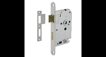 Woningbouw badkamer/toilet slot 63/8mm, voorplaat afgerond wit gelakt, 20x174, doorn 50mm incl. slui