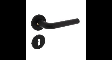 Deurkruk Derby op rozet ø50x7 mm + 7mm nokken met sleutelplaatjes zwart