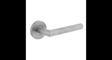 Deurkruk Hoek90°op geveerde kunststof onderrozet ø55x8mm +7mm nokken rvs