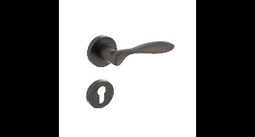 Deurkruk George op ronde rozet met nokken ø52x10mm en profielcilinderplaatjes antraciet-grijs